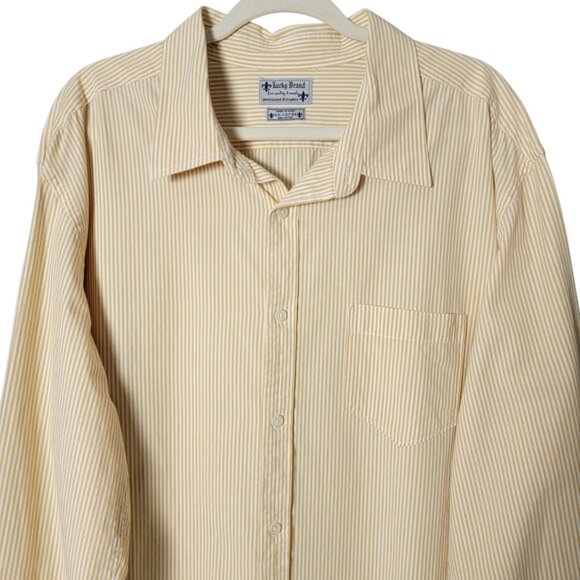 Lucky Brand Dungarees Mens Preppy Yellow Striped Long Sleeve Button Up Shirt XXL - Picture 3 of 9